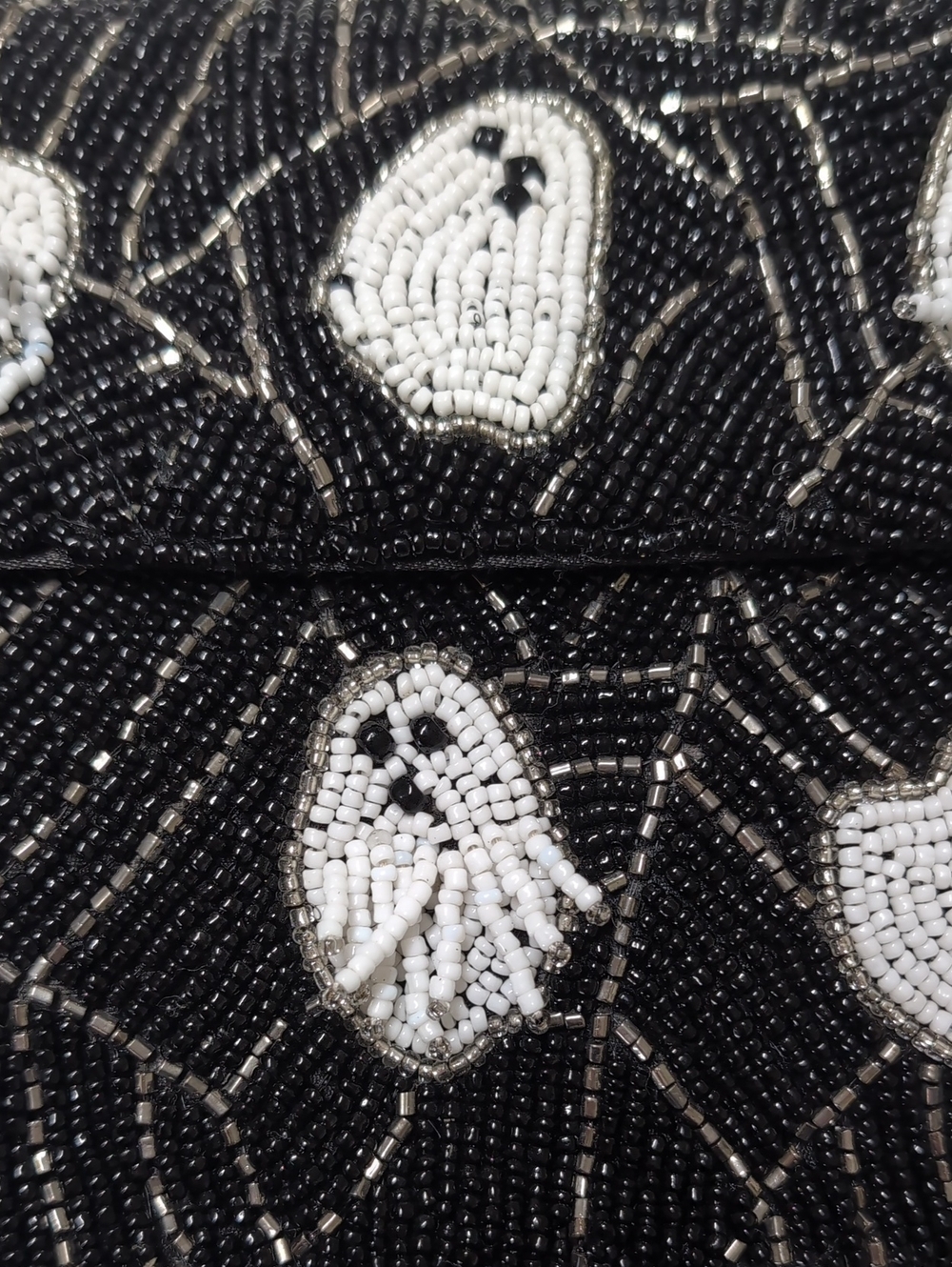 SOL and MER Halloween Ghost Motif Beaded Shoulder Bag w/ Spiderweb Design πΈοΈπ» - Picture 6 of 16